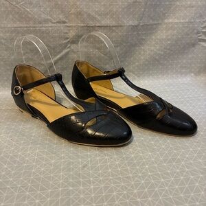 NWOT Charlie Stone Roma Flats in Black Croc 41